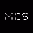 Dot pattern MCS logo on black background.