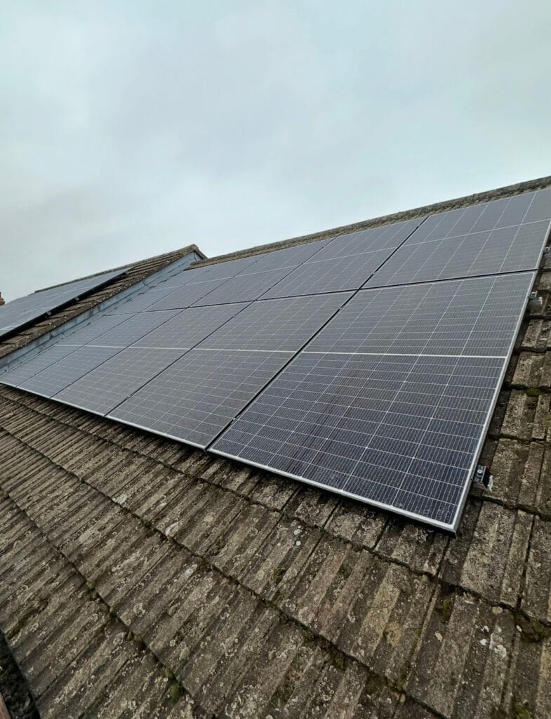 Solar panels installed on tiled roof