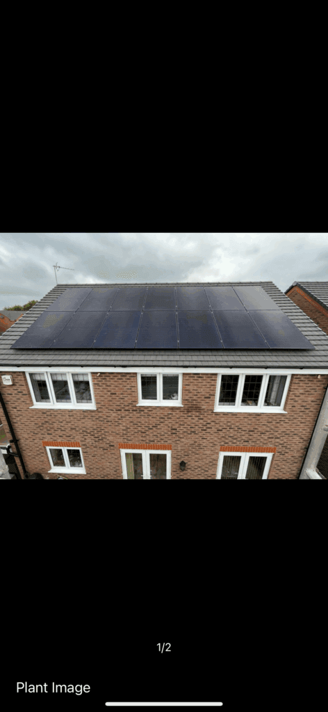 House roof with solar panels installed.