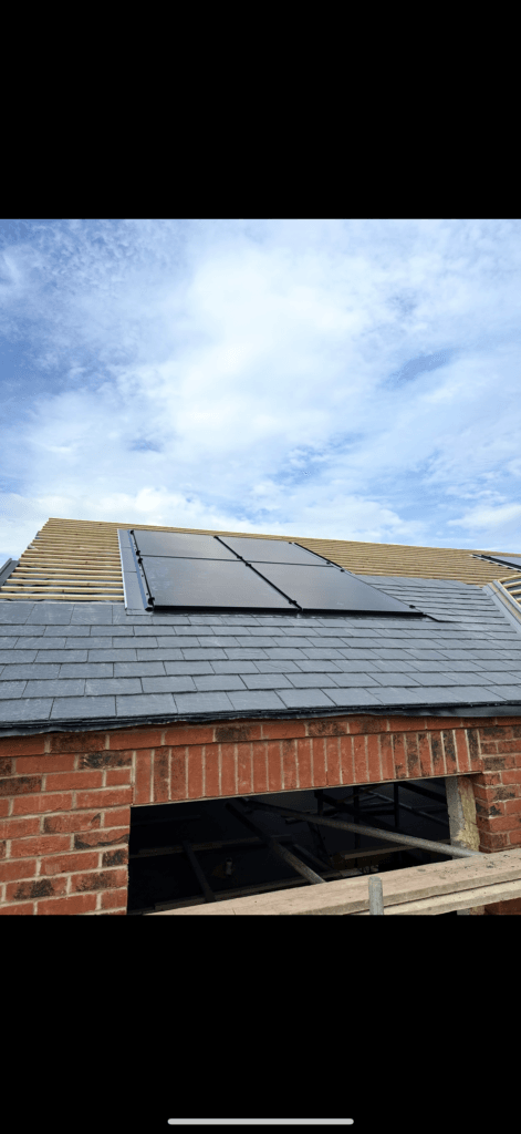 Solar panels installed on residential roof.