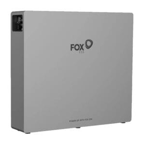 FOX ESS energy storage system, sleek grey design.