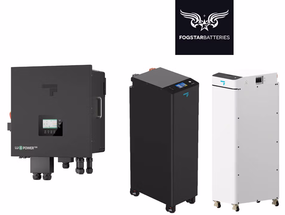 Three home battery storage units and inverters