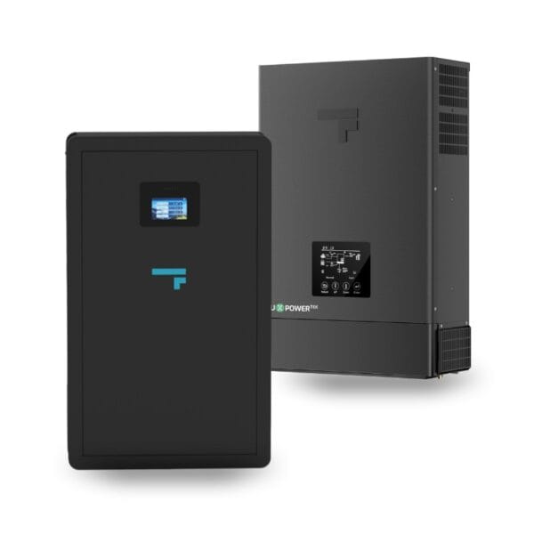 Black home battery and inverter units