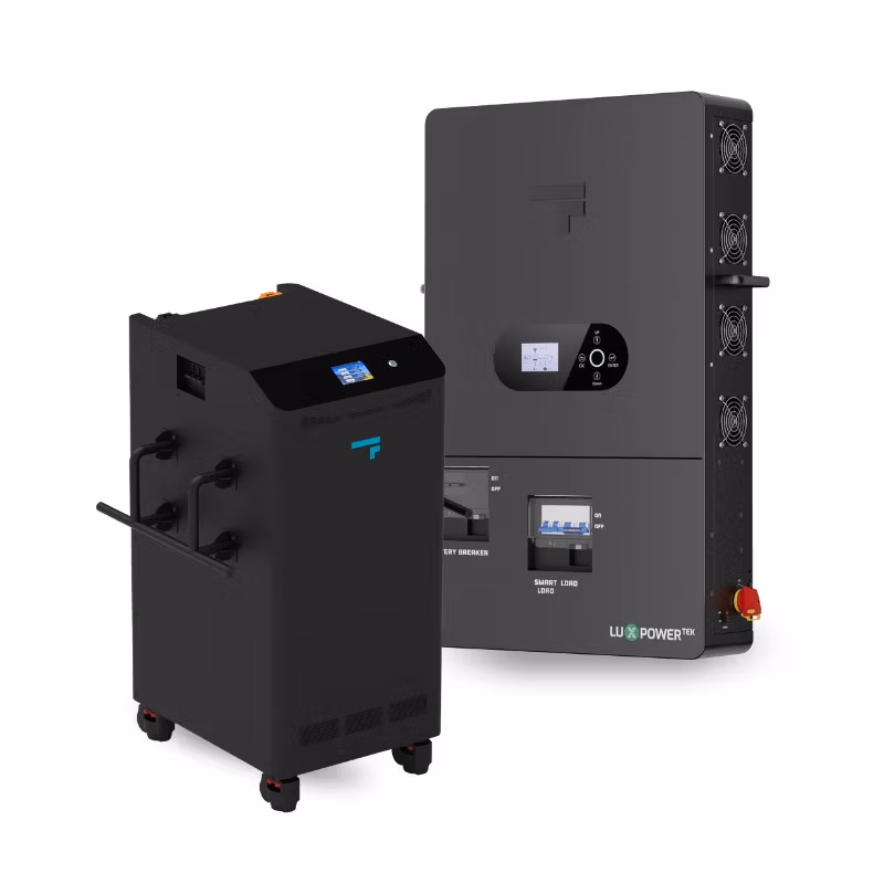 Two modern black energy storage battery units